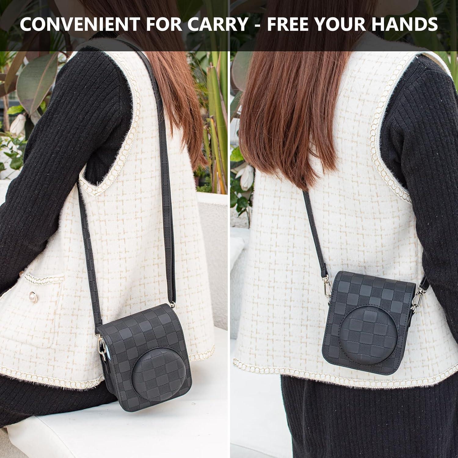 Funda de cámara Fujifilm Instax Mini 12 - Tablero de Ajedrez Negro