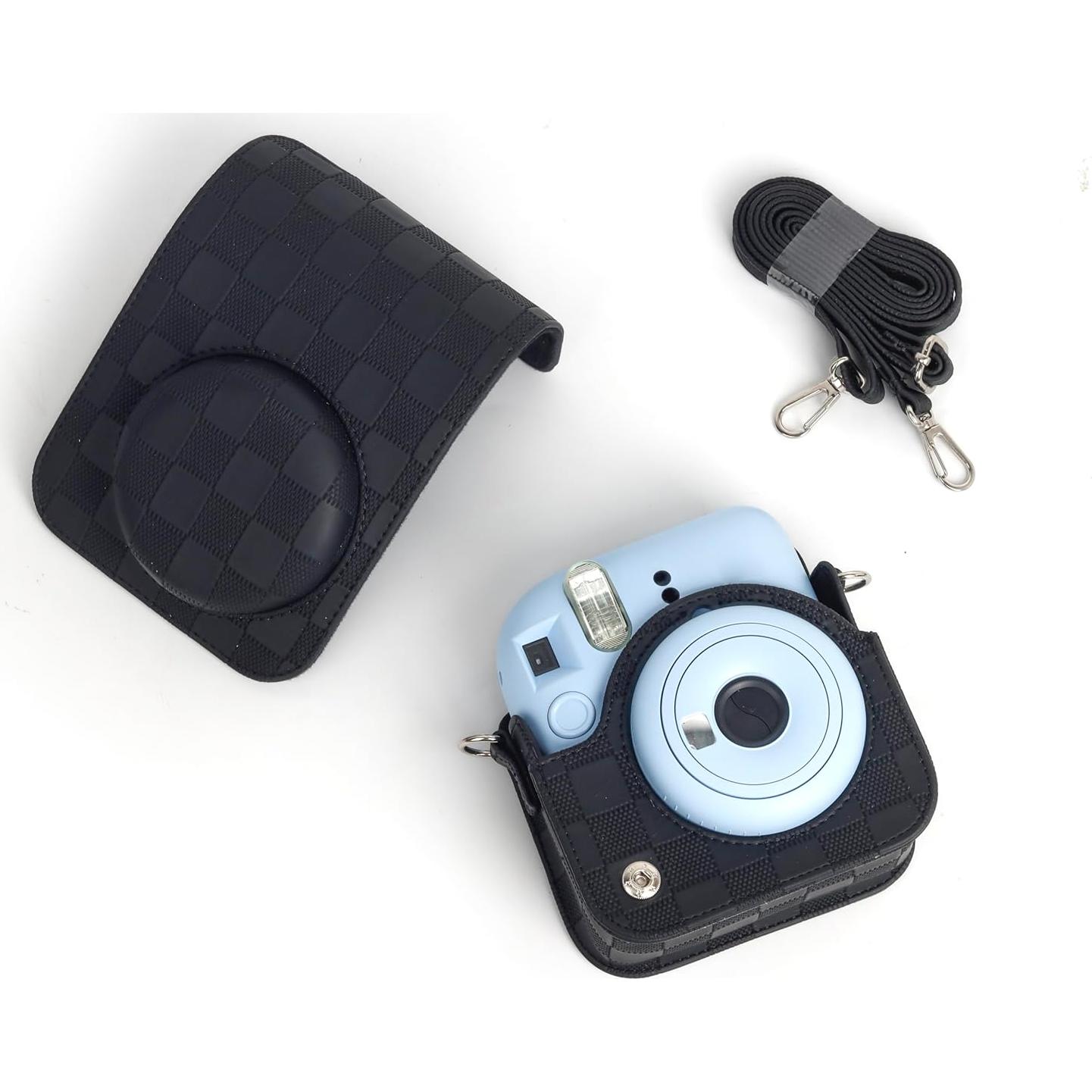 Funda de cámara Fujifilm Instax Mini 12 - Tablero de Ajedrez Negro