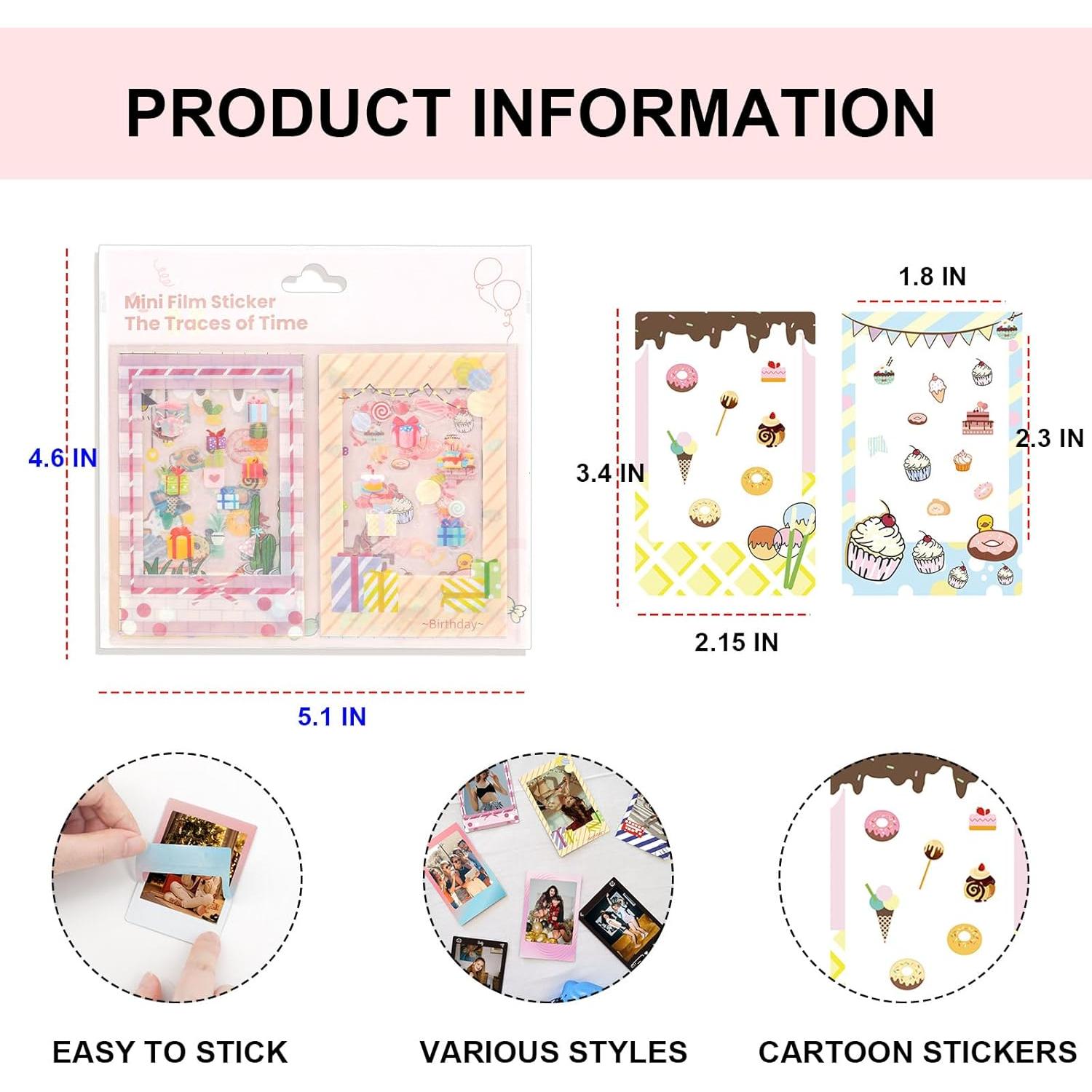 Pegatinas de borde WOGOZAN para fotos FujiFilm Instax Mini 60 pcs