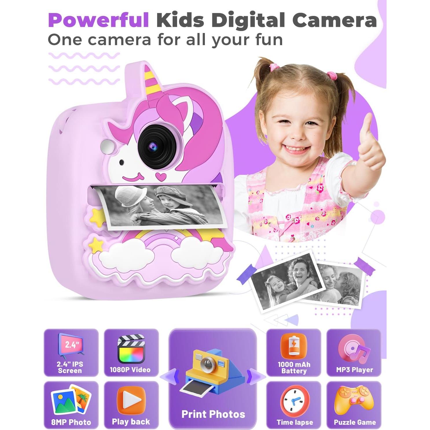 Cámara Instantánea YTETCN para Niños 48MP 1080P con Papel