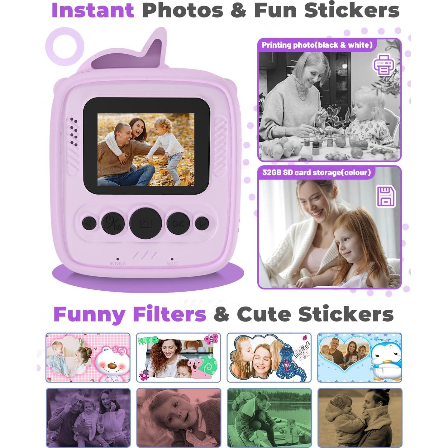 Cámara Instantánea YTETCN para Niños 48MP 1080P con Papel