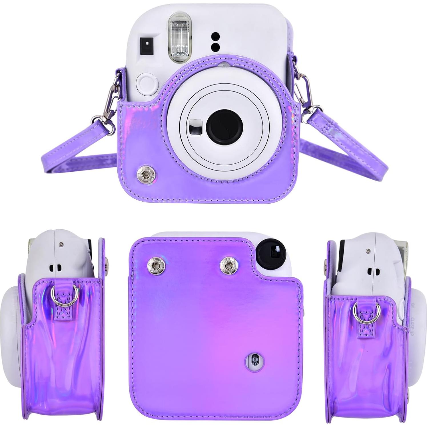 Funda Compacta de Cuero PU para Cámara Fujifilm Mini 12 - Púrpura