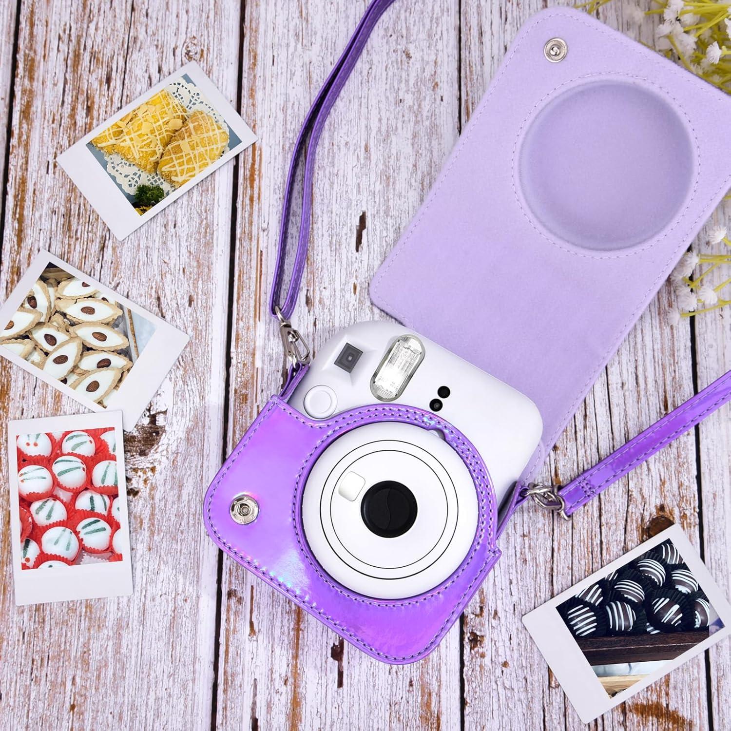 Funda Compacta de Cuero PU para Cámara Fujifilm Mini 12 - Púrpura
