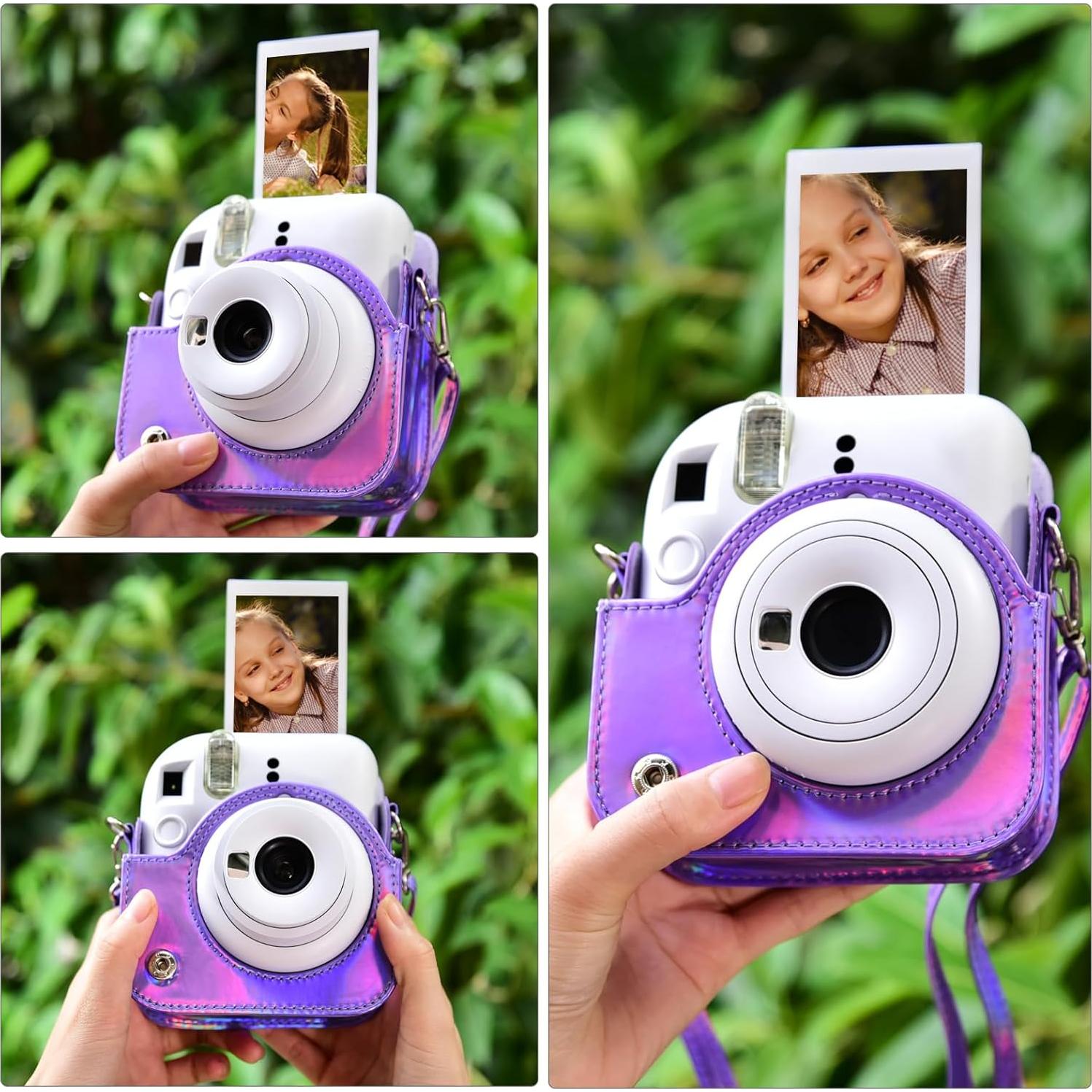 Funda Compacta de Cuero PU para Cámara Fujifilm Mini 12 - Púrpura