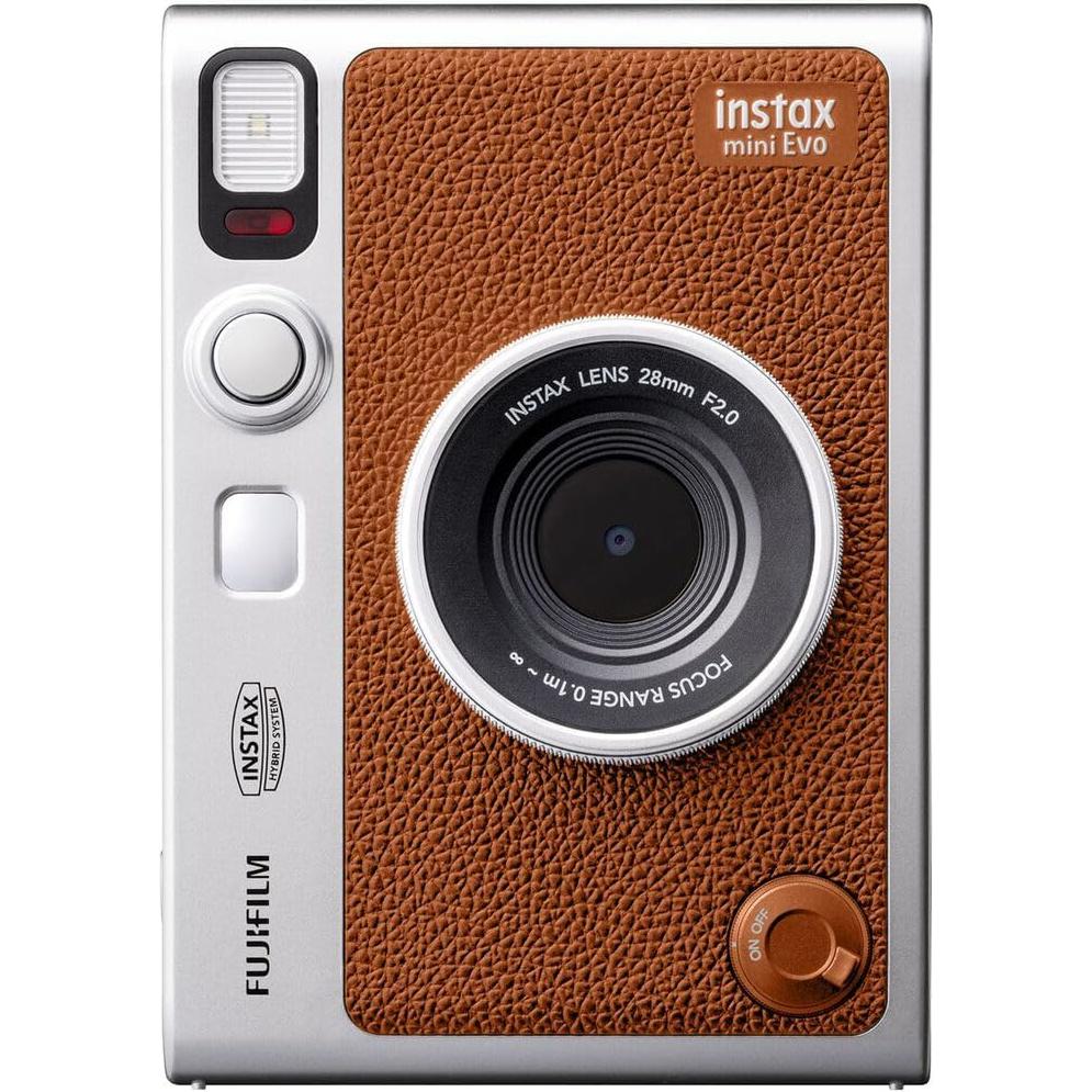 Cámara Instantánea Híbrida Fujifilm INSTAX Mini EVO Marrón + Película 60 Exposiciones + Tarjeta 128GB