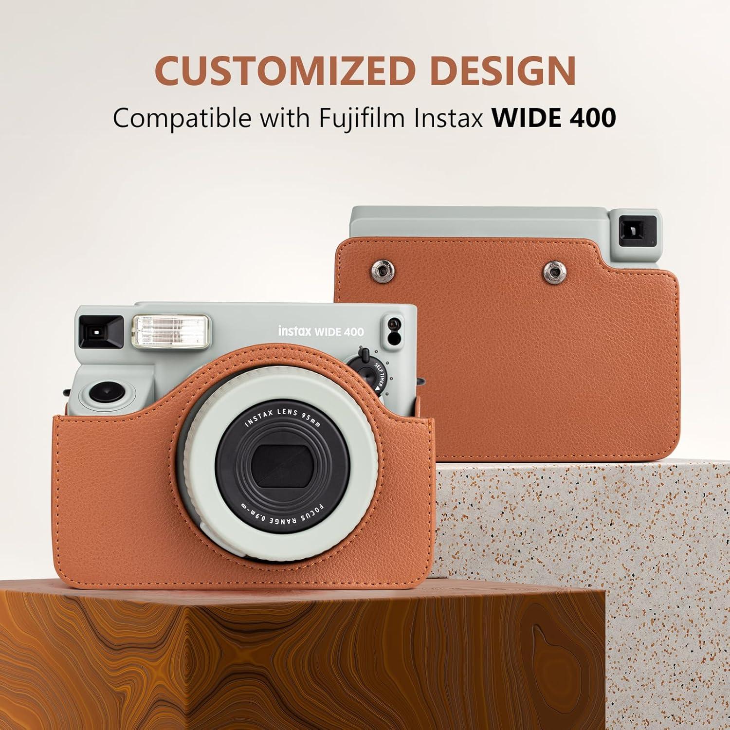 Funda de Cuero PU para Cámara Fujifilm Instax Wide 400 - Marrón