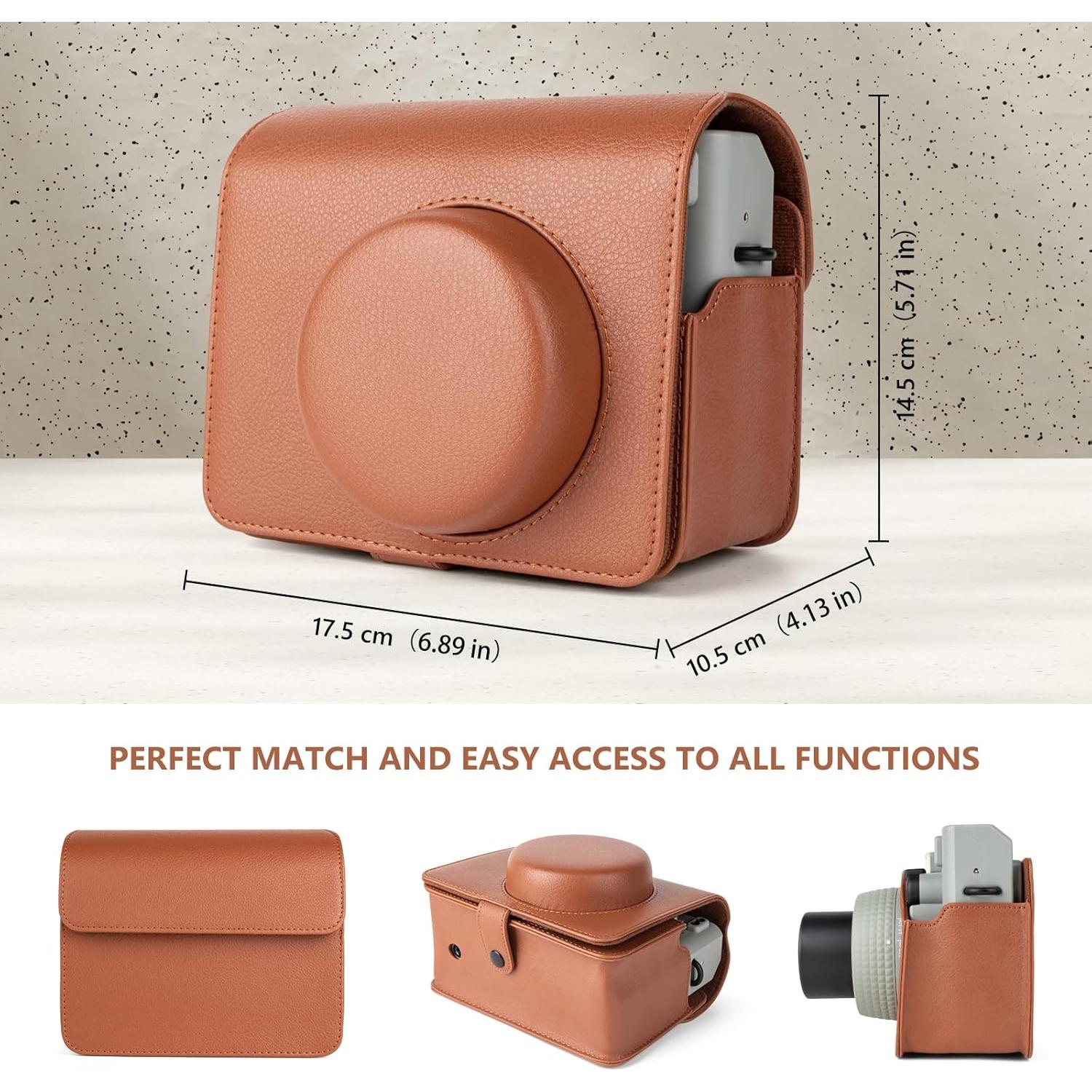 Funda de Cuero PU para Cámara Fujifilm Instax Wide 400 - Marrón