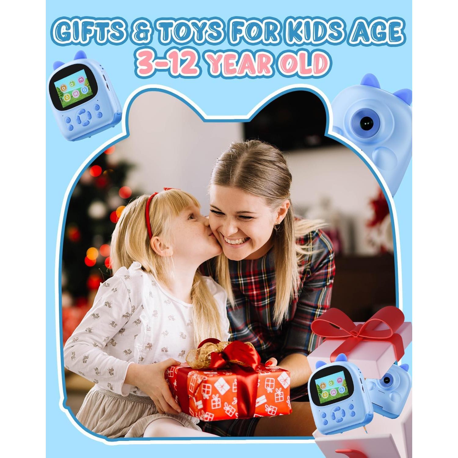 Cámara Instantánea Mandizza P01 para Niños - Azul, 2.4" LCD