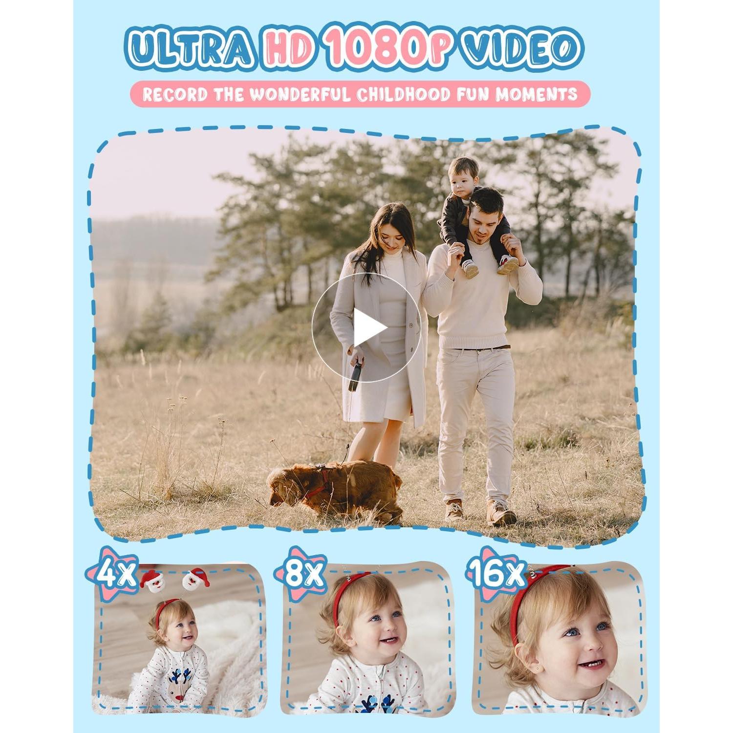 Cámara Instantánea Mandizza P01 para Niños - Azul, 2.4" LCD