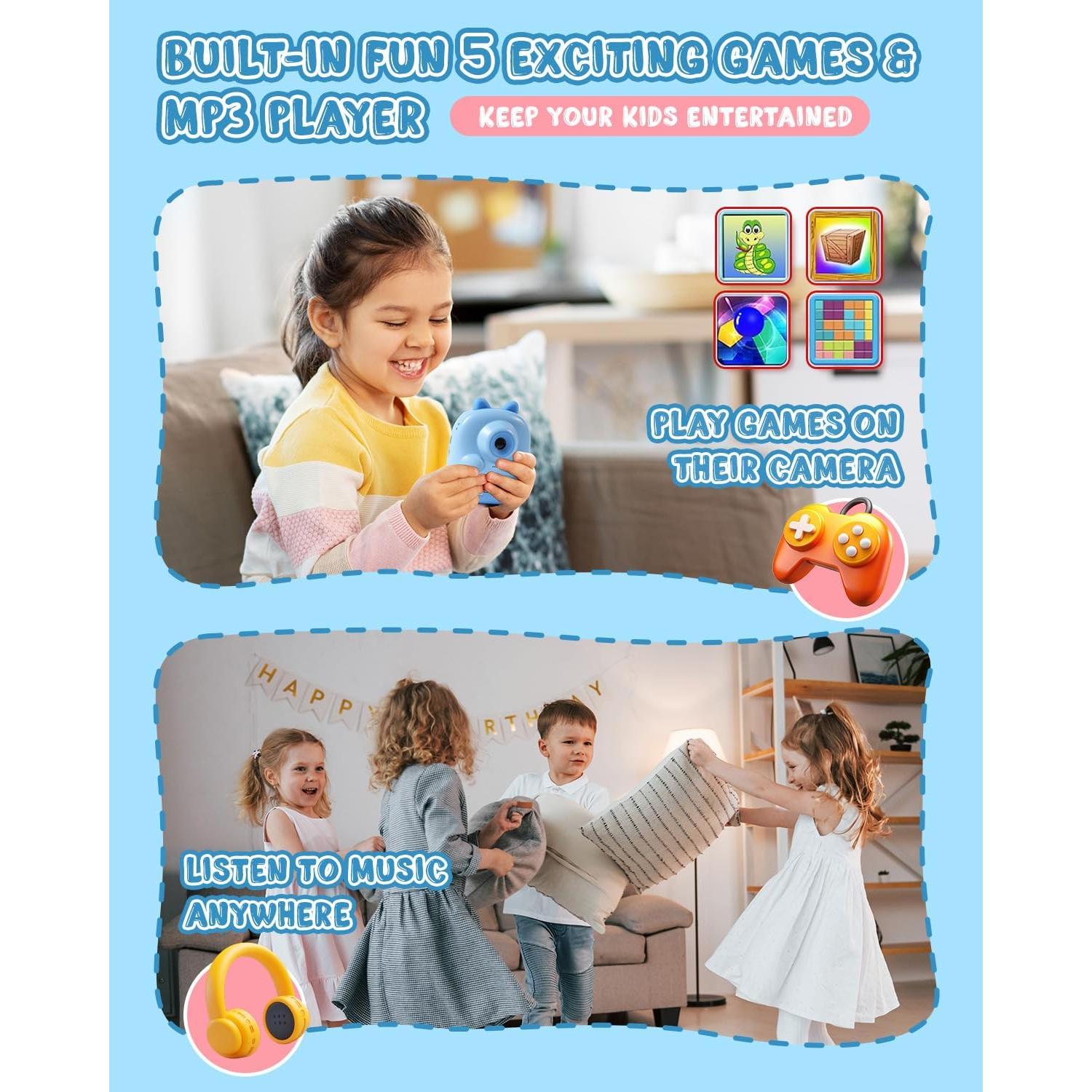 Cámara Instantánea Mandizza P01 para Niños - Azul, 2.4" LCD