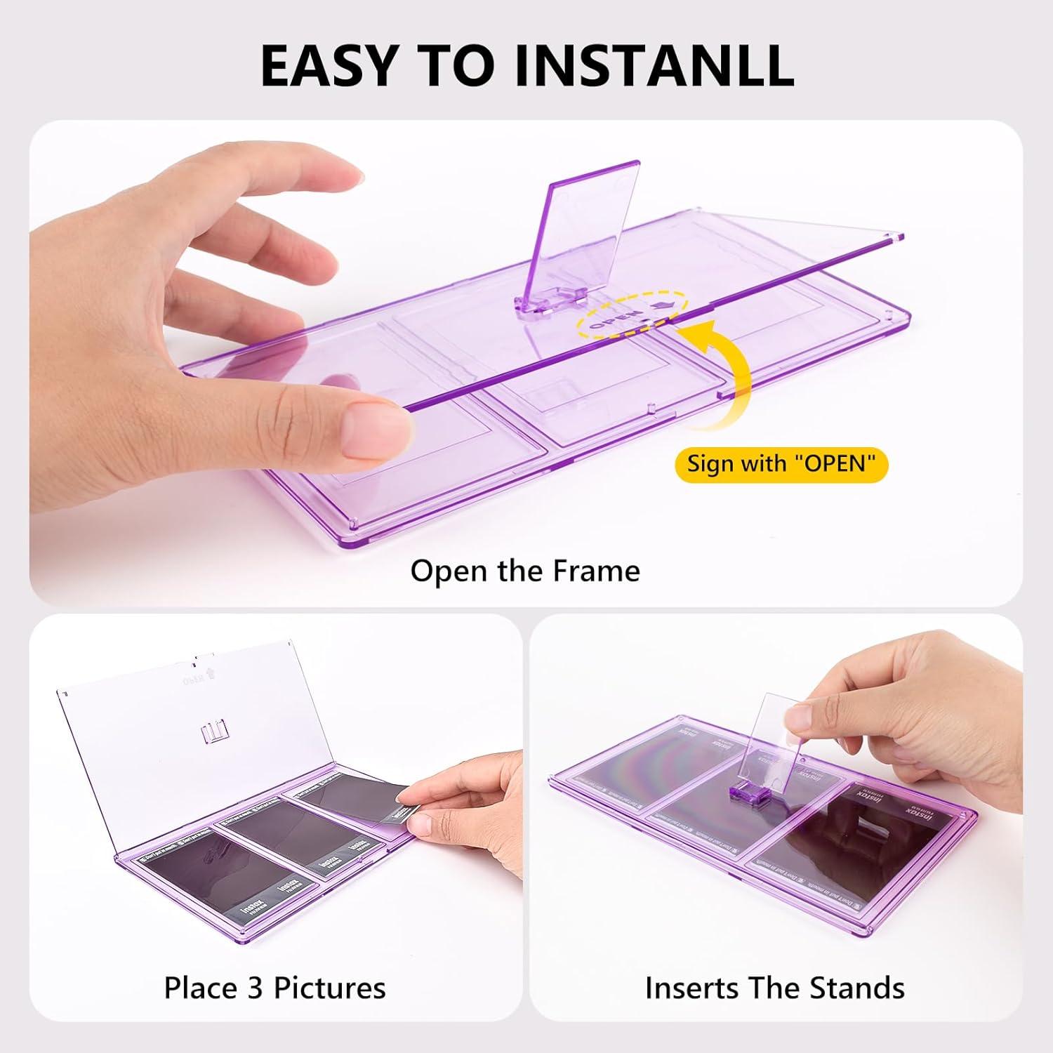 Marco de Collage para Fotos 2x3 HIYQIN Púrpura 3 en 1