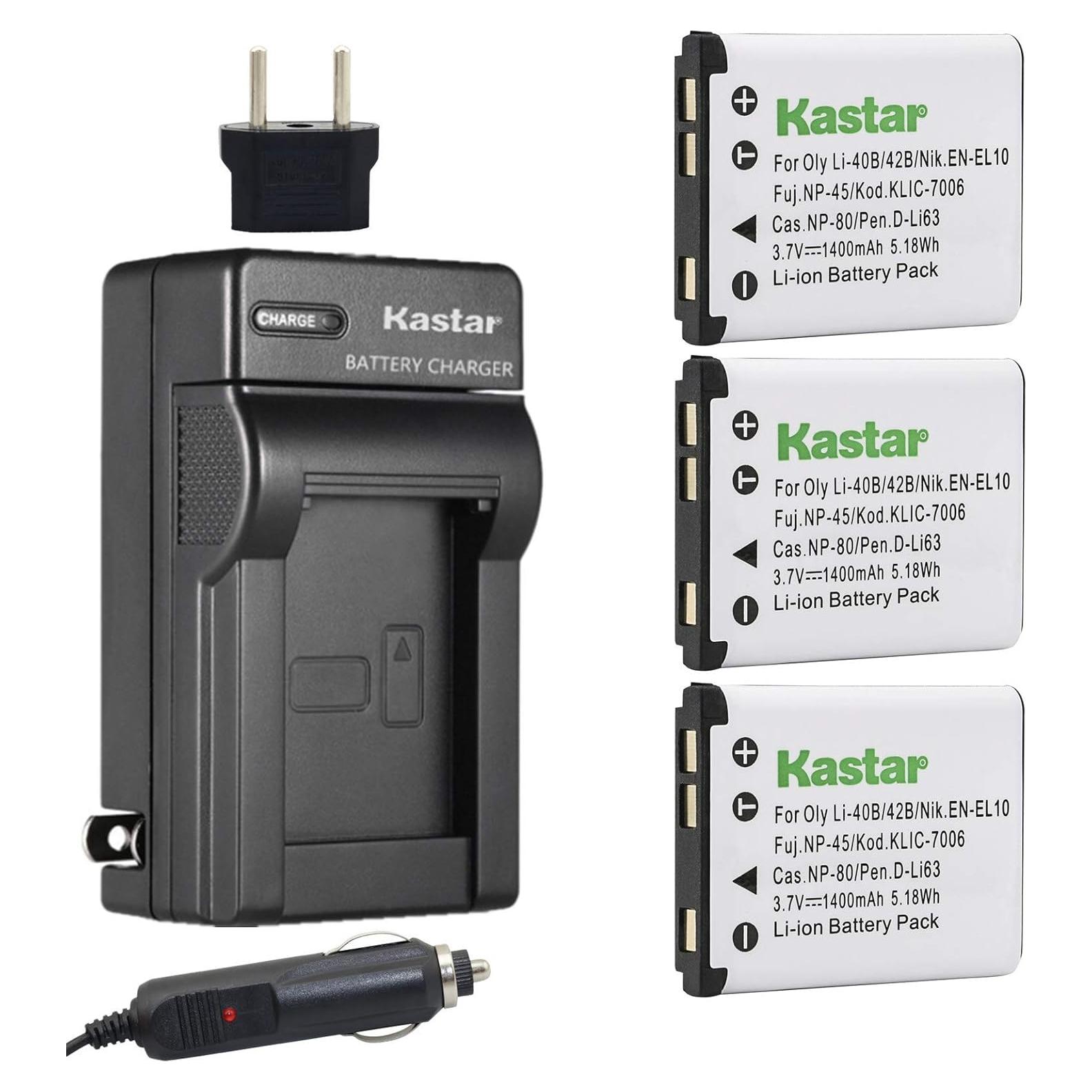 Kastar Baterías LI-42B y Cargador para Polaroid y Sanyo