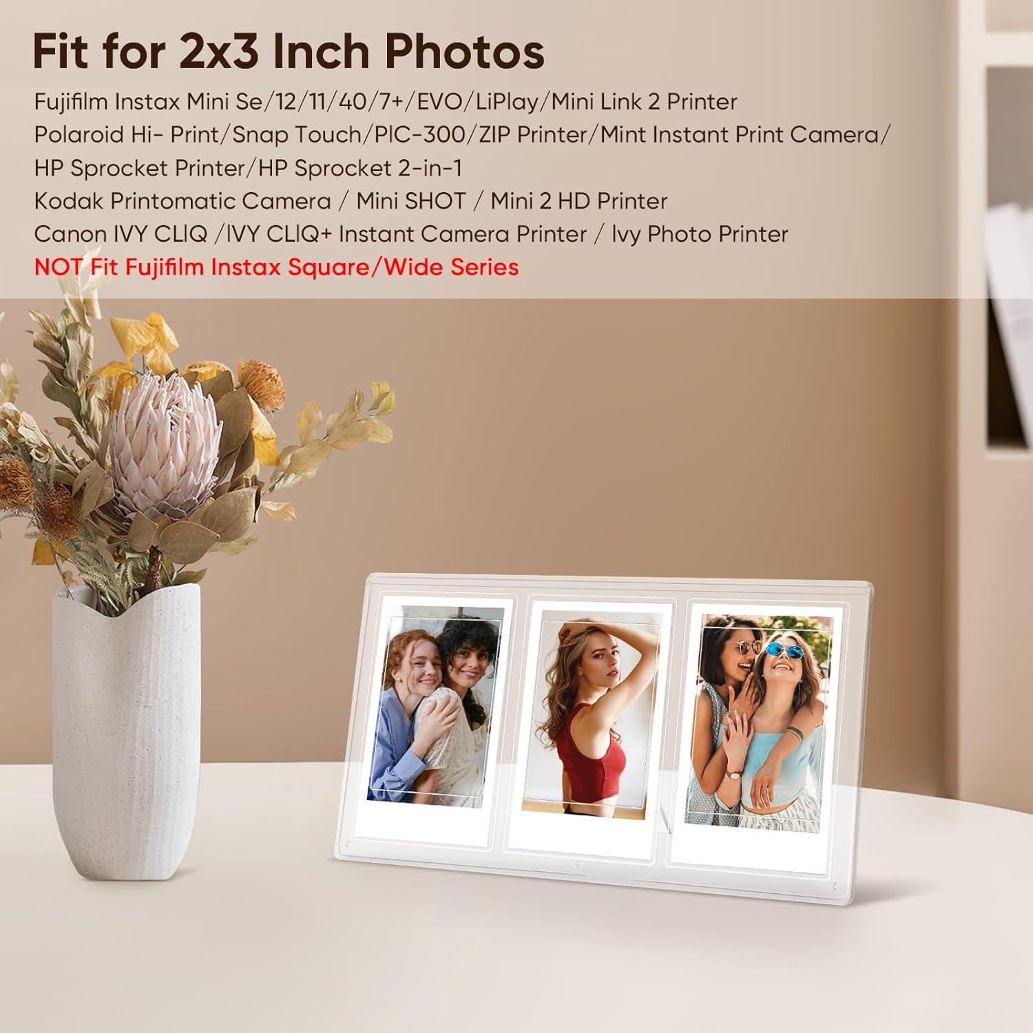 Marco de Foto Acrílico Fintie 3 Rejillas 2x3" para Fujifilm