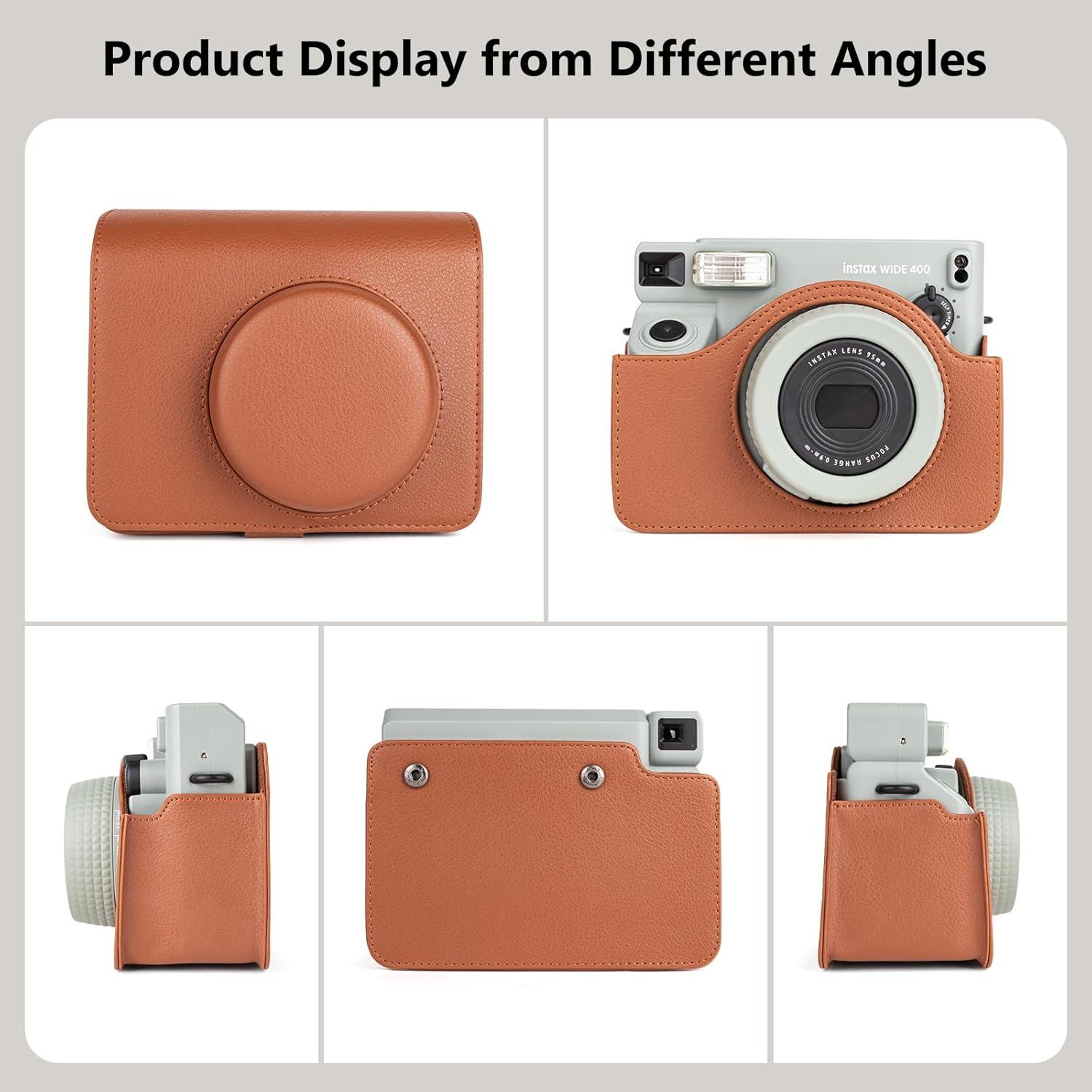 Funda de Cuero PU MUZIRI KINOKOO para Cámara Fuji Instax Wide 400 - Marrón