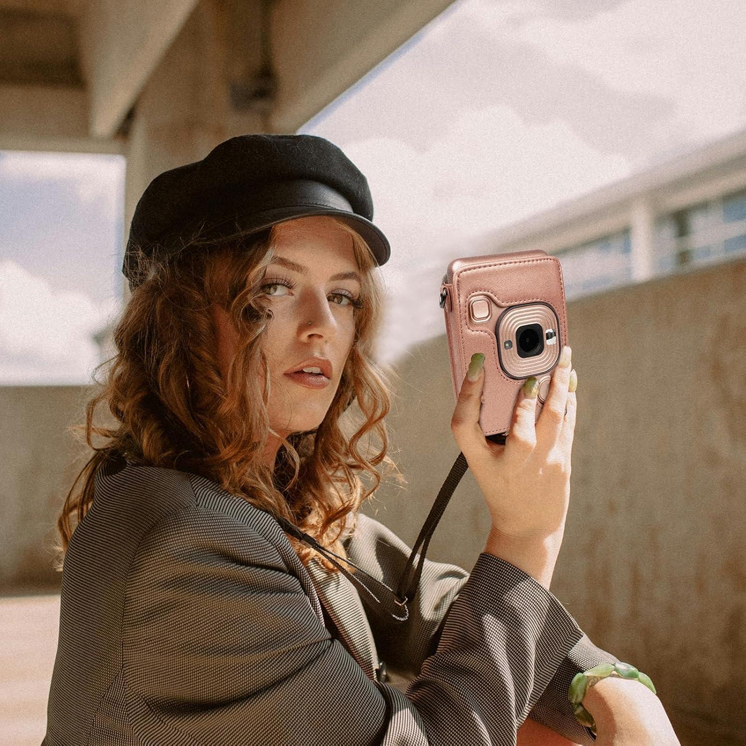 Funda Protectora de Cuero PU Rieibi para Fujifilm Instax Mini LiPlay