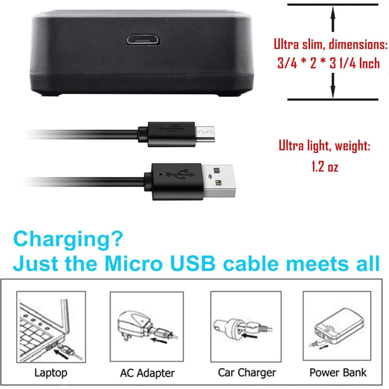 Cargador Triple USB LCD Kastar + 2 Baterías Litio 1400mAh