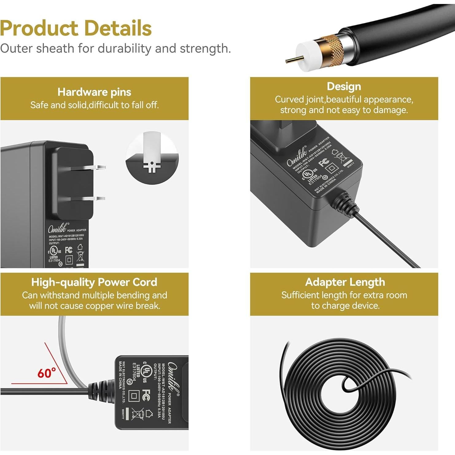 Adaptador de CA 5V Omilik para Tocadiscos Polaroid