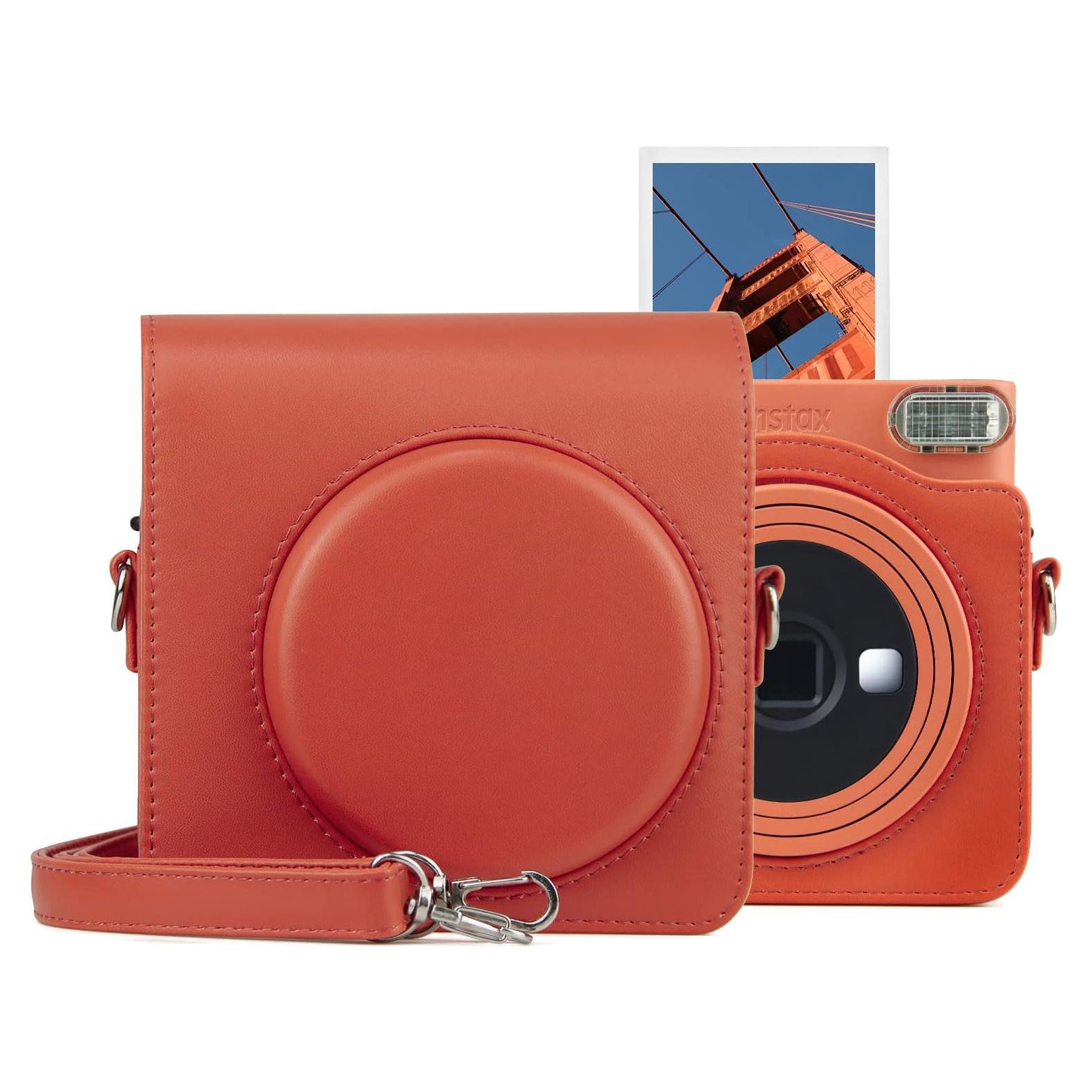 Funda de Cuero PU MUZIRI para Cámara Instax SQ1 - Naranja