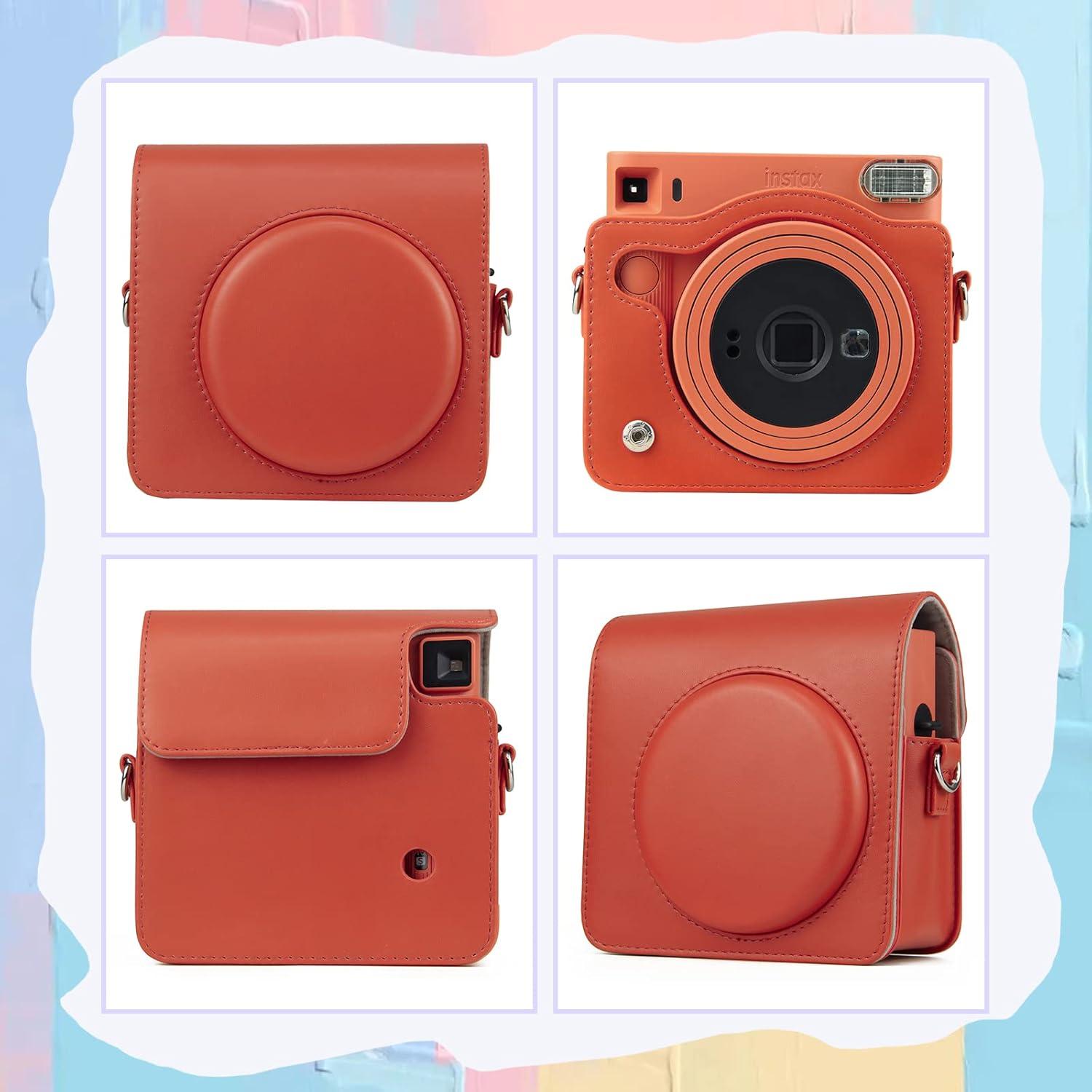 Funda de Cuero PU MUZIRI para Cámara Instax SQ1 - Naranja