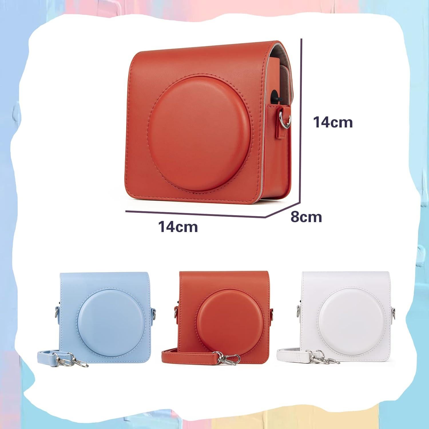 Funda de Cuero PU MUZIRI para Cámara Instax SQ1 - Naranja