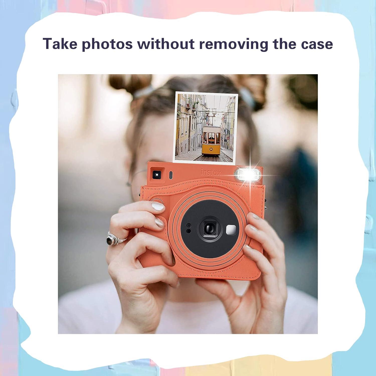 Funda de Cuero PU MUZIRI para Cámara Instax SQ1 - Naranja