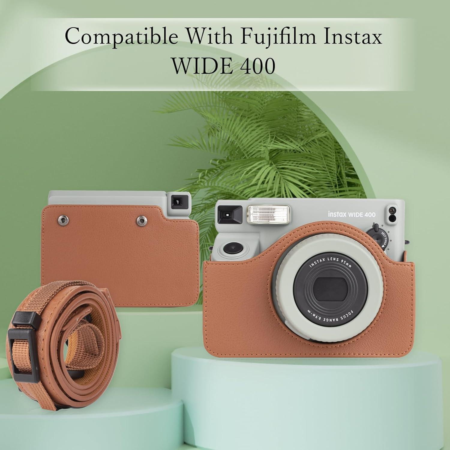 Funda de cámara Rieibi para Fujifilm Instax Wide 400 - Marrón