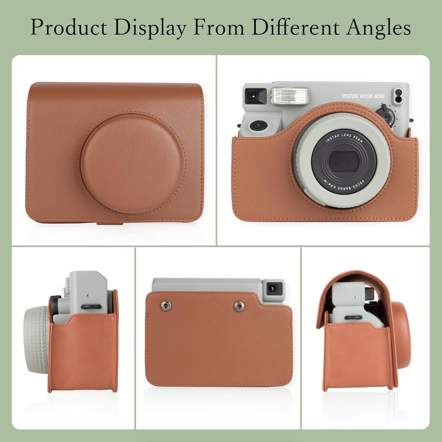 Funda de cámara Rieibi para Fujifilm Instax Wide 400 - Marrón