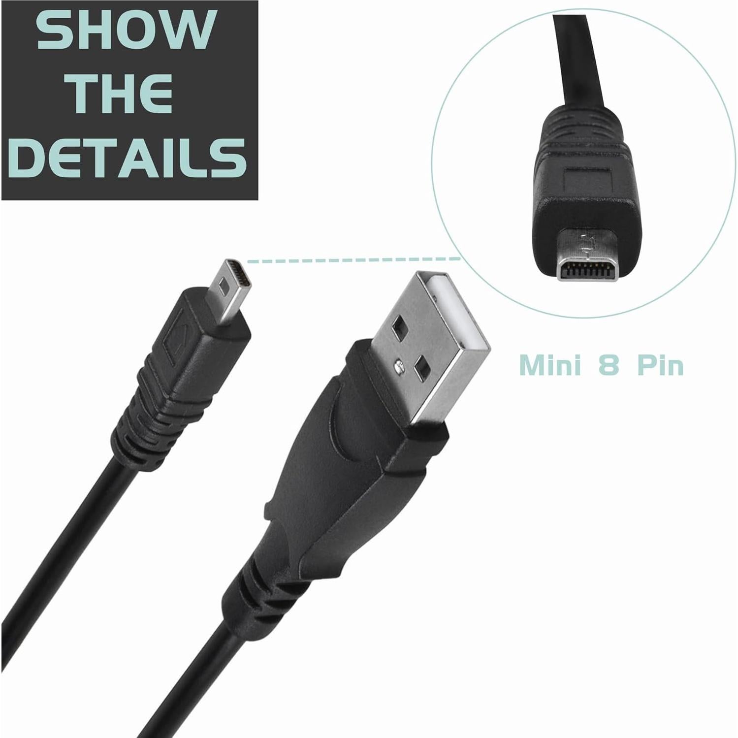 Cable de Datos USB Mini-8pin SLLEA 1.0m para Cámara Polaroid