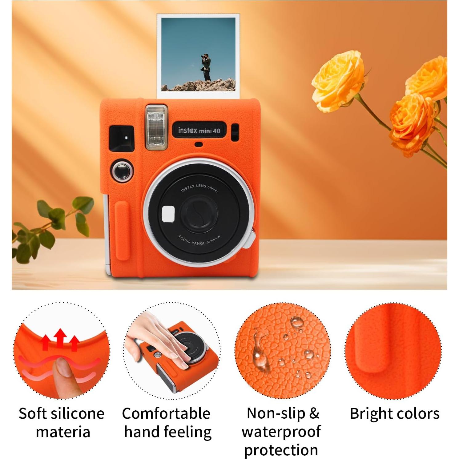 Funda Protectora Silicona Naranja para Cámara Fujifilm Instax Mini 40