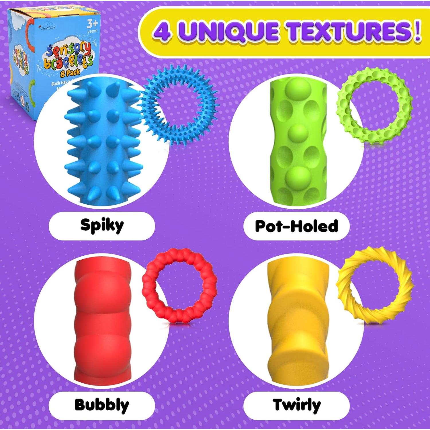 Pulseras Antiestrés Estirables 8 Piezas - Juguetes Sensoriales