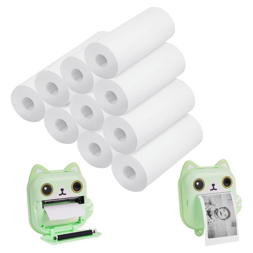 10 Rollos de Papel Térmico para Cámara Instantánea HUAYOTO 5.58x2.54cm