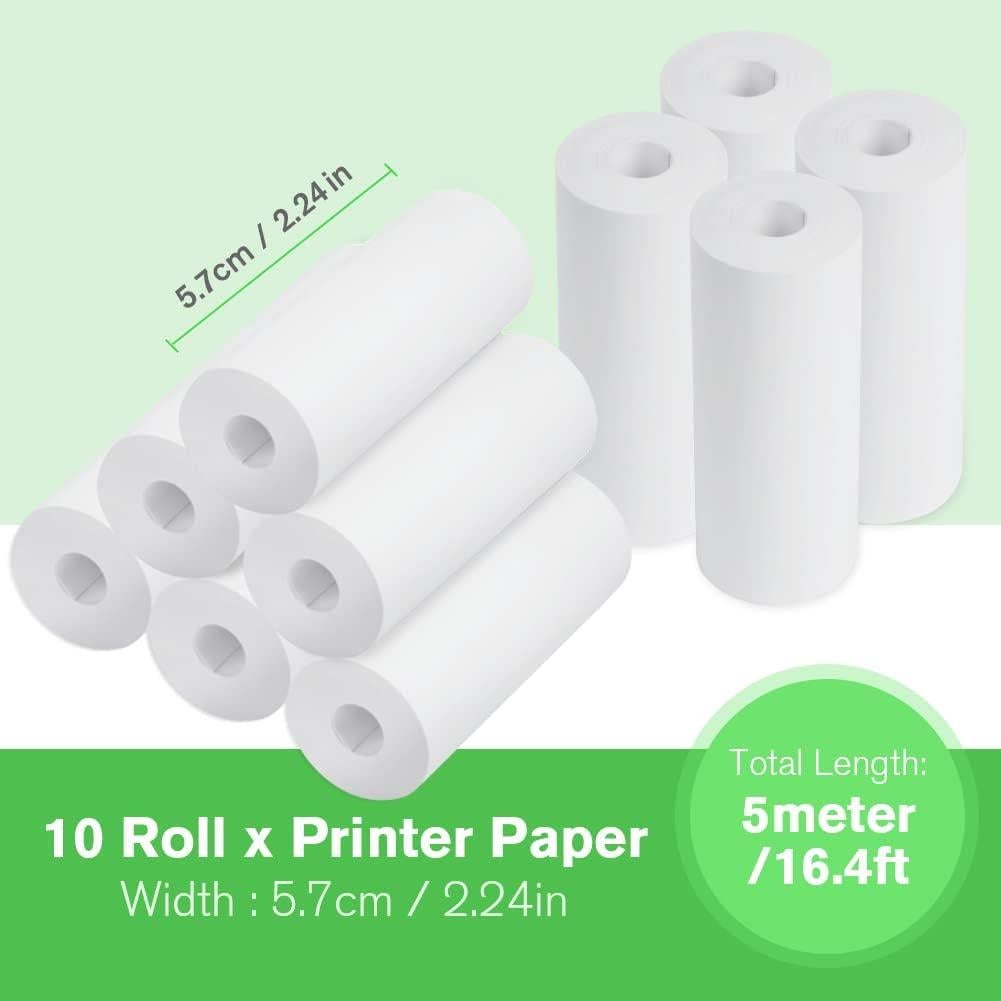 10 Rollos de Papel Térmico para Cámara Instantánea HUAYOTO 5.58x2.54cm