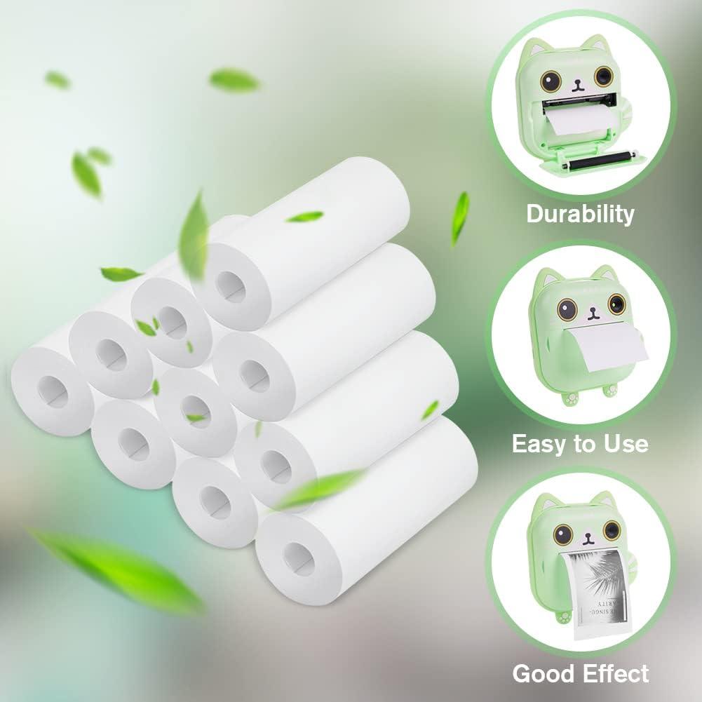 10 Rollos de Papel Térmico para Cámara Instantánea HUAYOTO 5.58x2.54cm