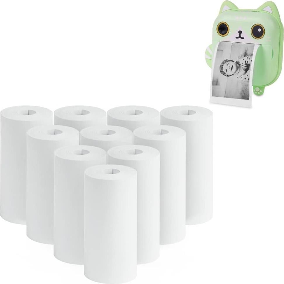 10 Rollos de Papel Térmico para Cámara Instantánea HUAYOTO 5.58x2.54cm