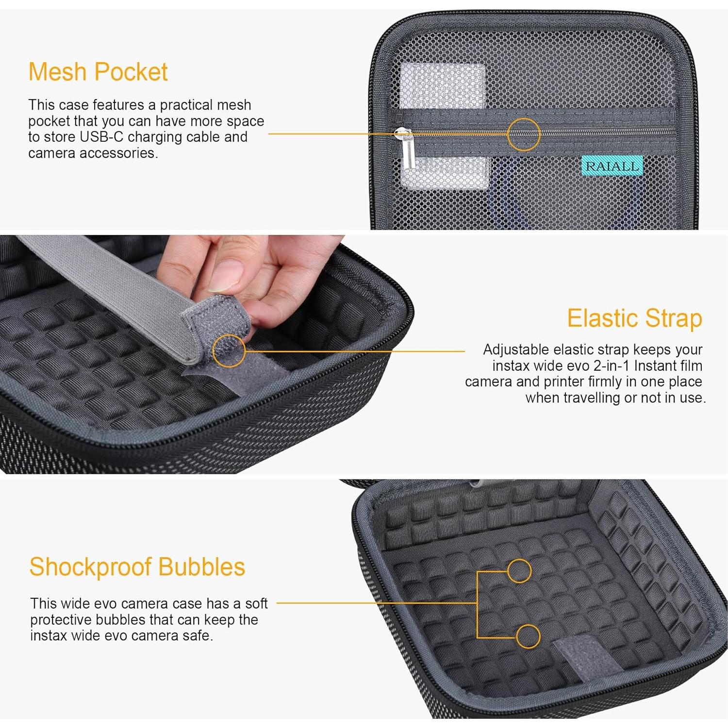 Funda para Cámara Fujifilm INSTAX Wide EVO 2-en-1 Negra