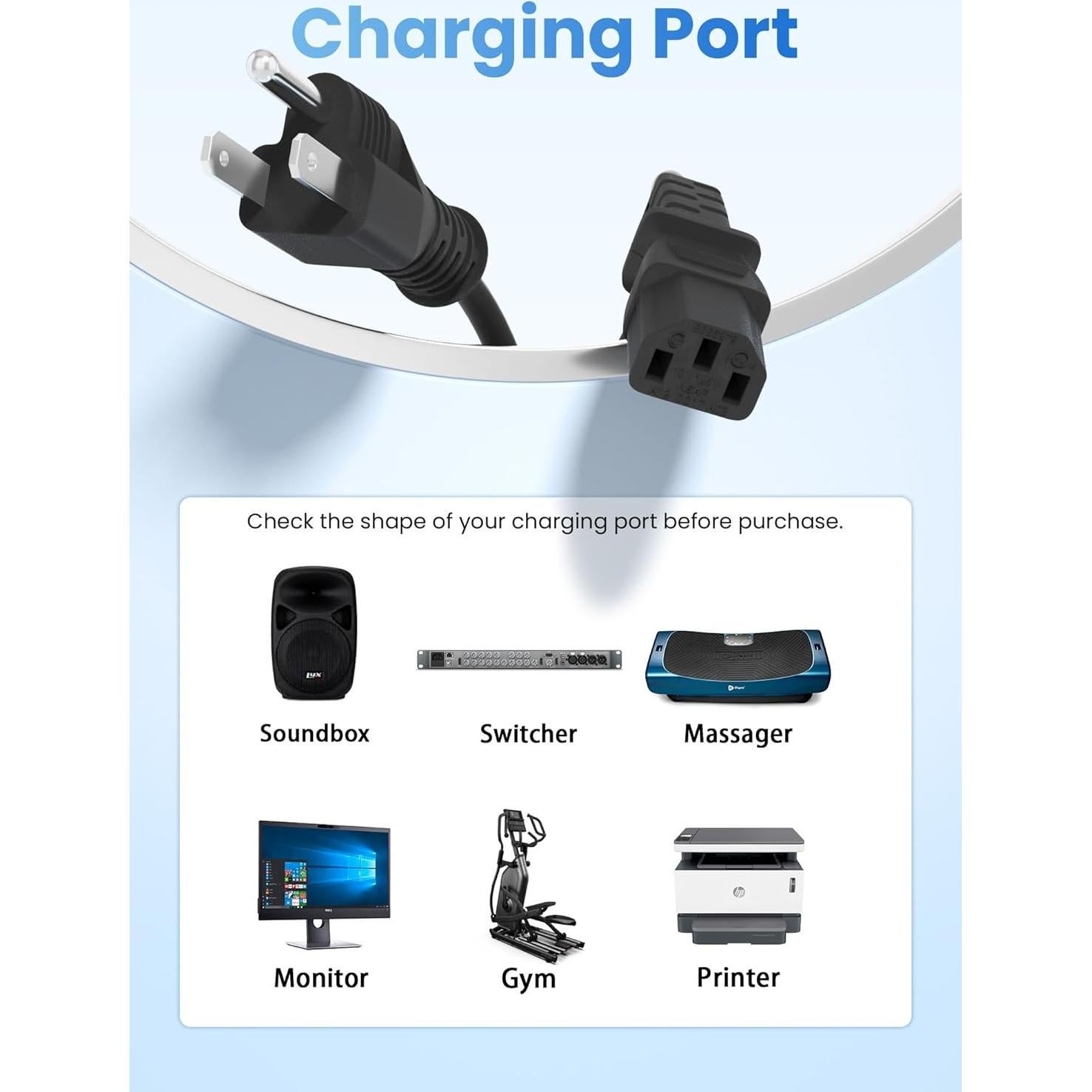 Cable de Alimentación AC 1.8m UL Compatible Polaroid 32" HDTV