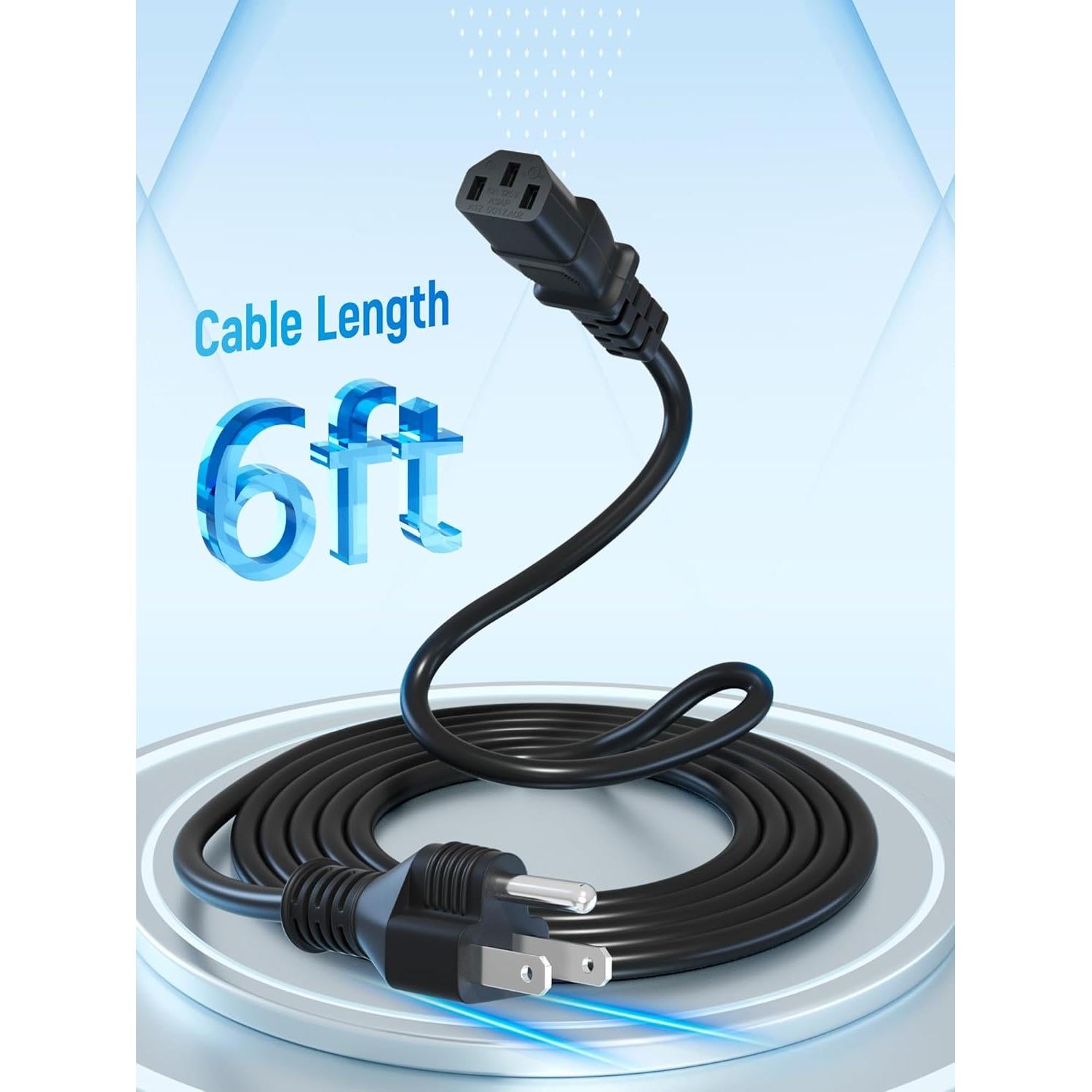 Cable de Alimentación CA 1.8m UL Compatible Polaroid FLM-2632