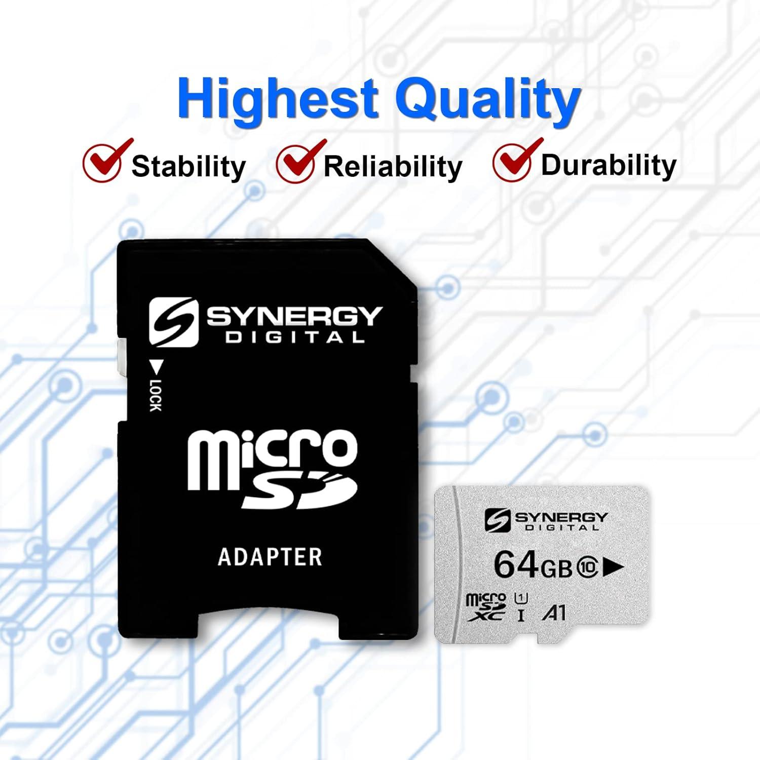 Tarjeta Micro SDXC 64GB Synergy Digital UHS-I Clase 10 Paquete de 2
