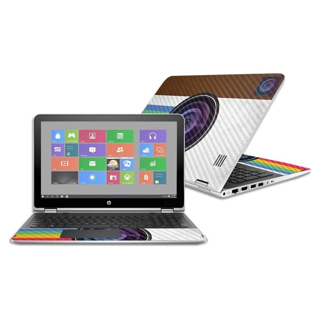 MightySkins Piel de Fibra de Carbono para HP Pavilion X360 15.6" Polaroid Vintage