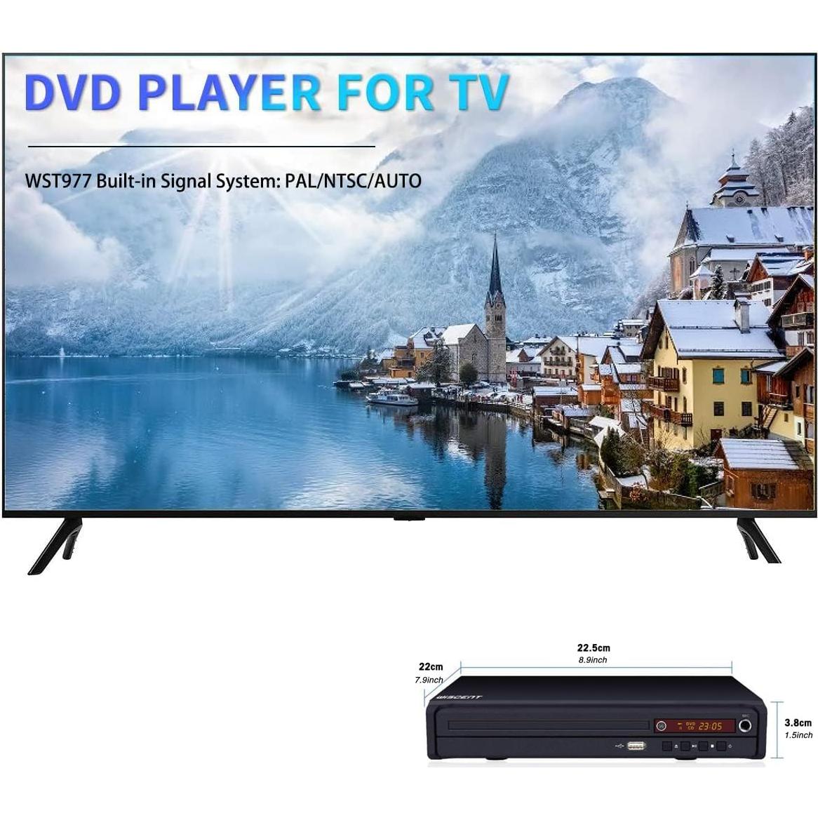 Reproductor de DVD WISCENT Multi-Región HDMI Full HD Compacto