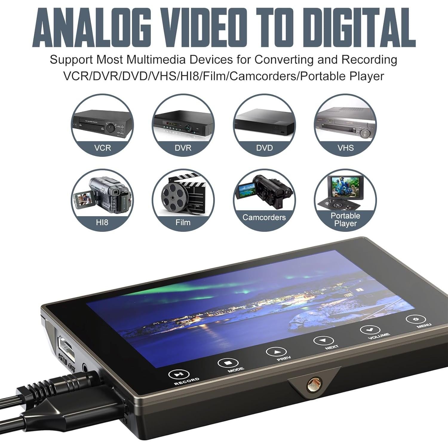 Convertidor de VHS a Digital DigitPro 4K con Pantalla 5"