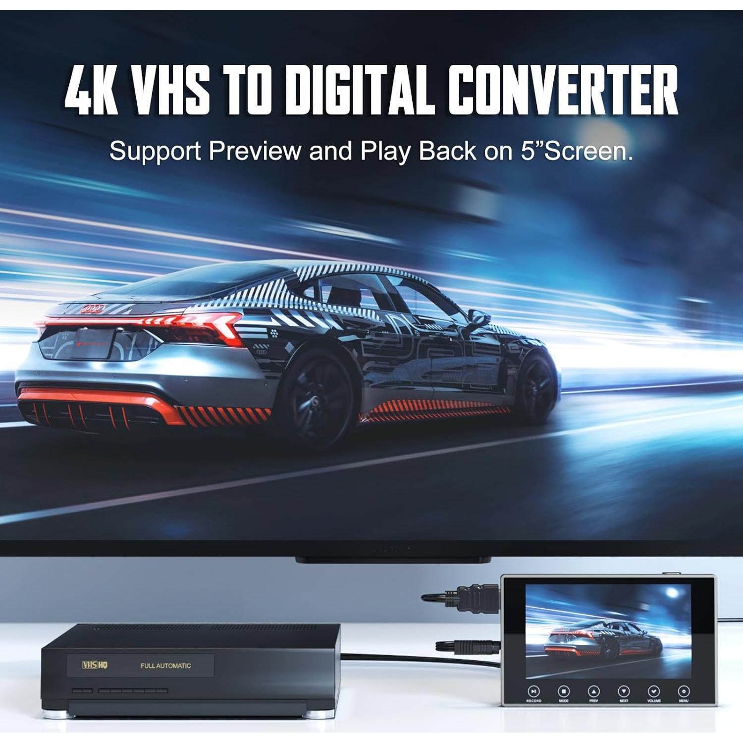 Convertidor de VHS a Digital DigitPro 4K con Pantalla 5"