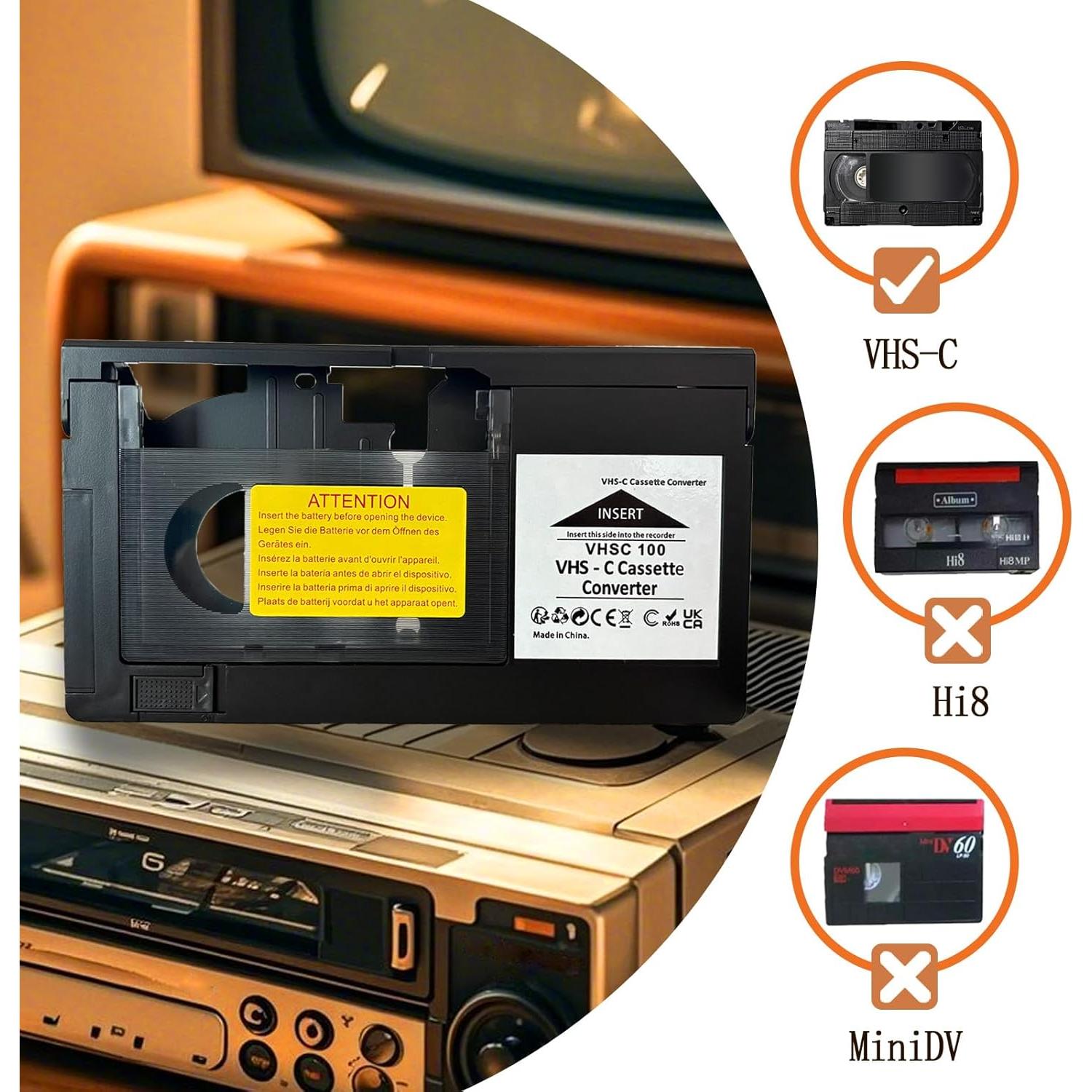 Adaptador VHS-C a VHS motorizado BECOBLDF - Reproducción fácil