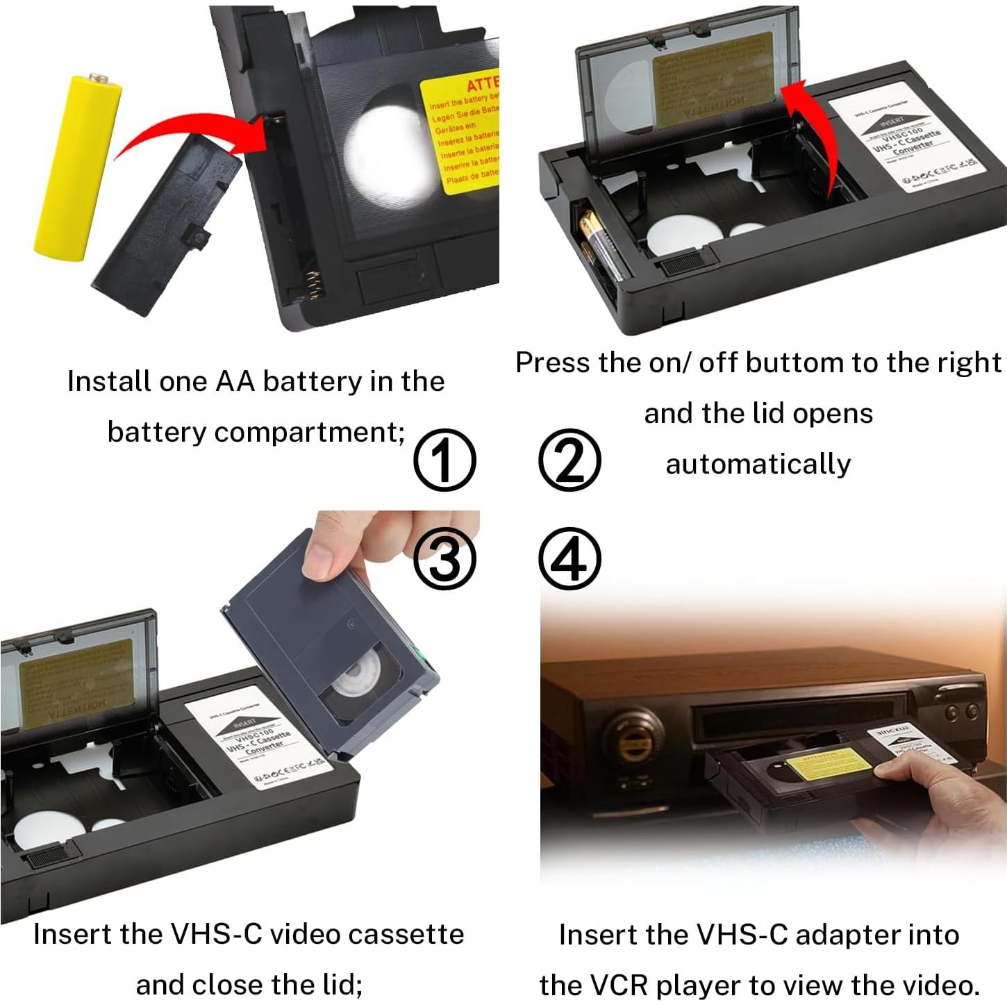 Adaptador de Cassette BECOBLDF VHS-C a VHS con Paño de Limpieza