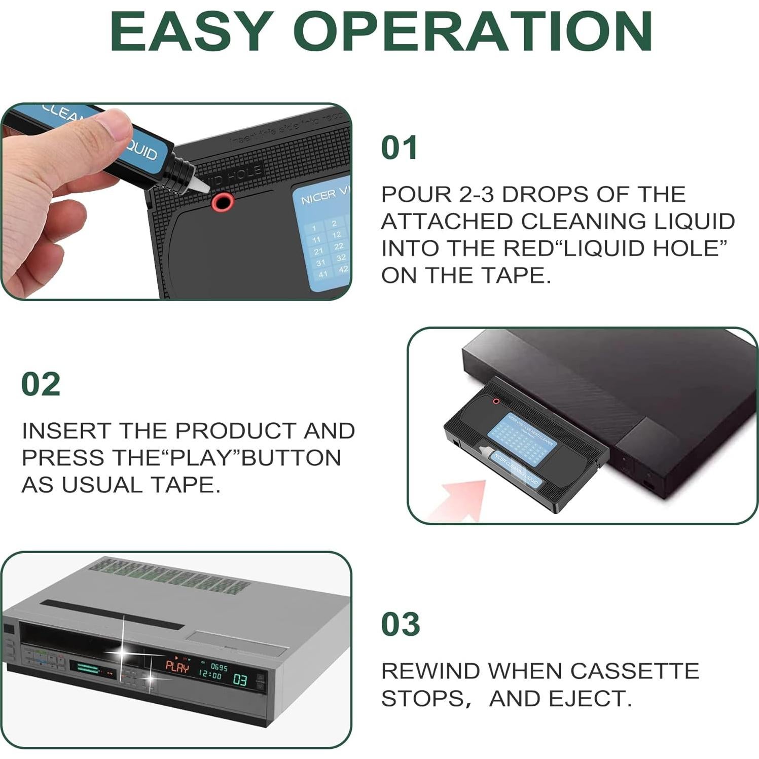 Limpiador de Cabezas de VCR Nicer con Líquido para VHS