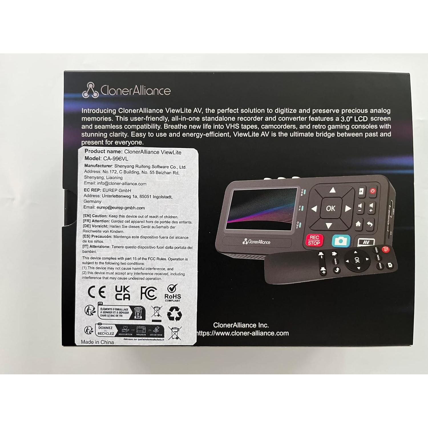 Convertidor de Video y Audio Analógico a Digital ClonerAlliance ViewLite AV