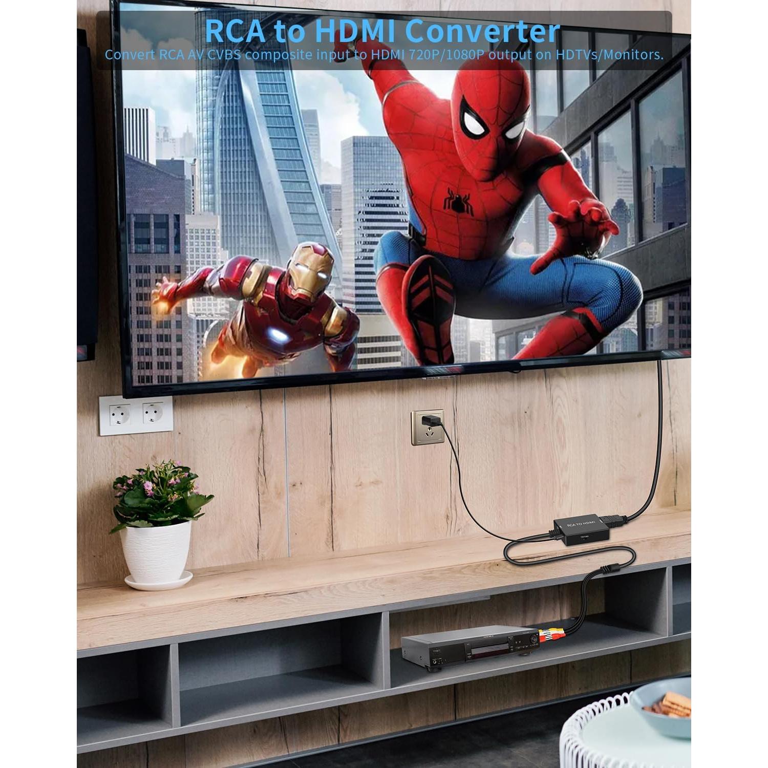 Convertidor RCA a HDMI Uzifhdhi 720P/1080P para TV