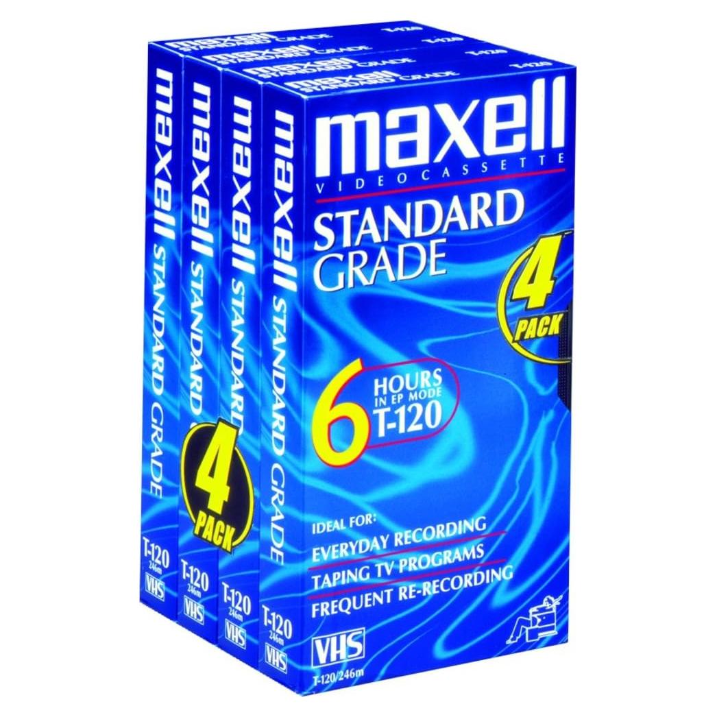 Cintas VHS Maxell STD-T-120 Paquete de 4 Unidades 120 min