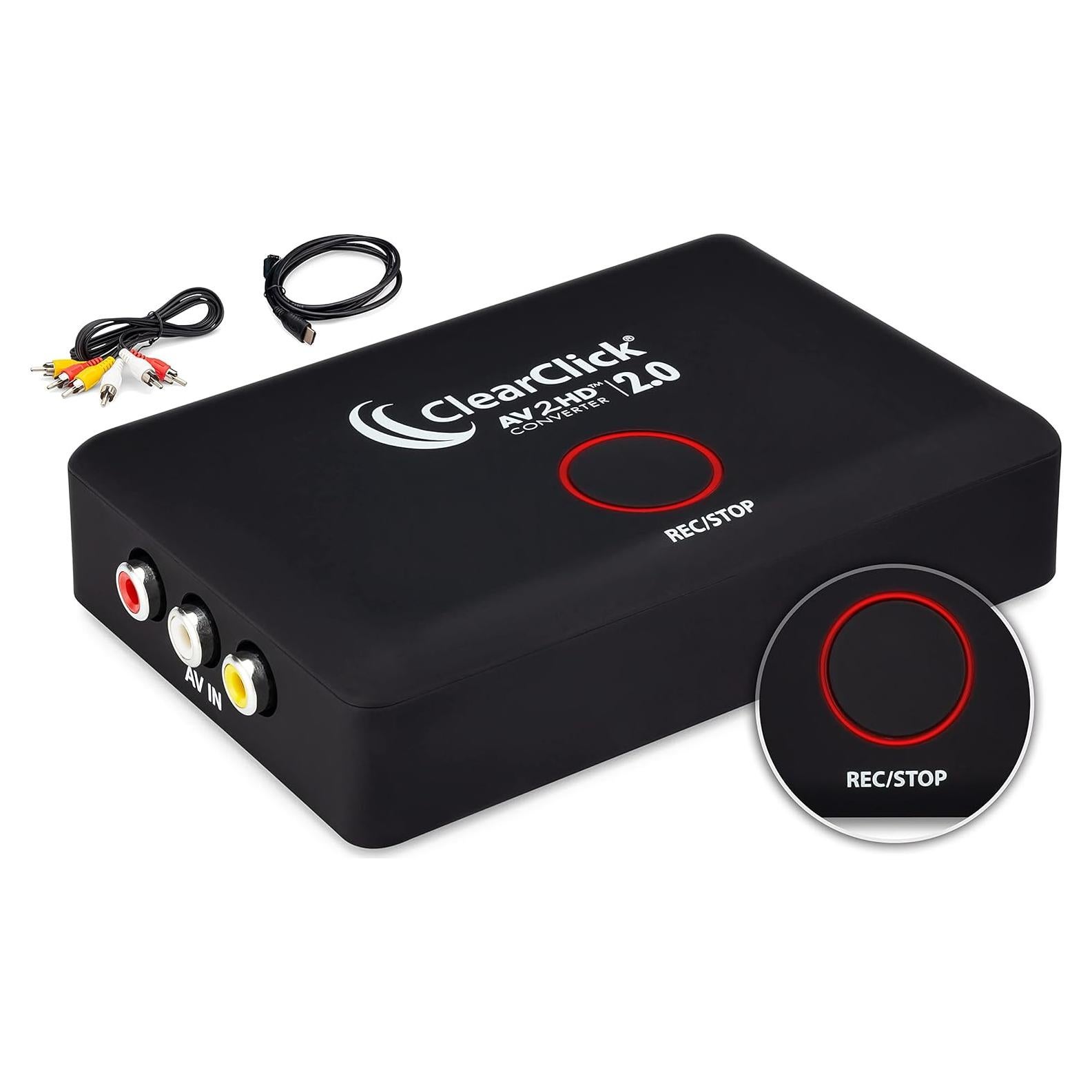 ClearClick AV to HD Converter & Recorder 2.0 (Second Generation) - AV RCA to HDMI Adapter to Convert & Record Video - for VCR, VHS, DVD, Camcorder, Hi8, Gaming to TV