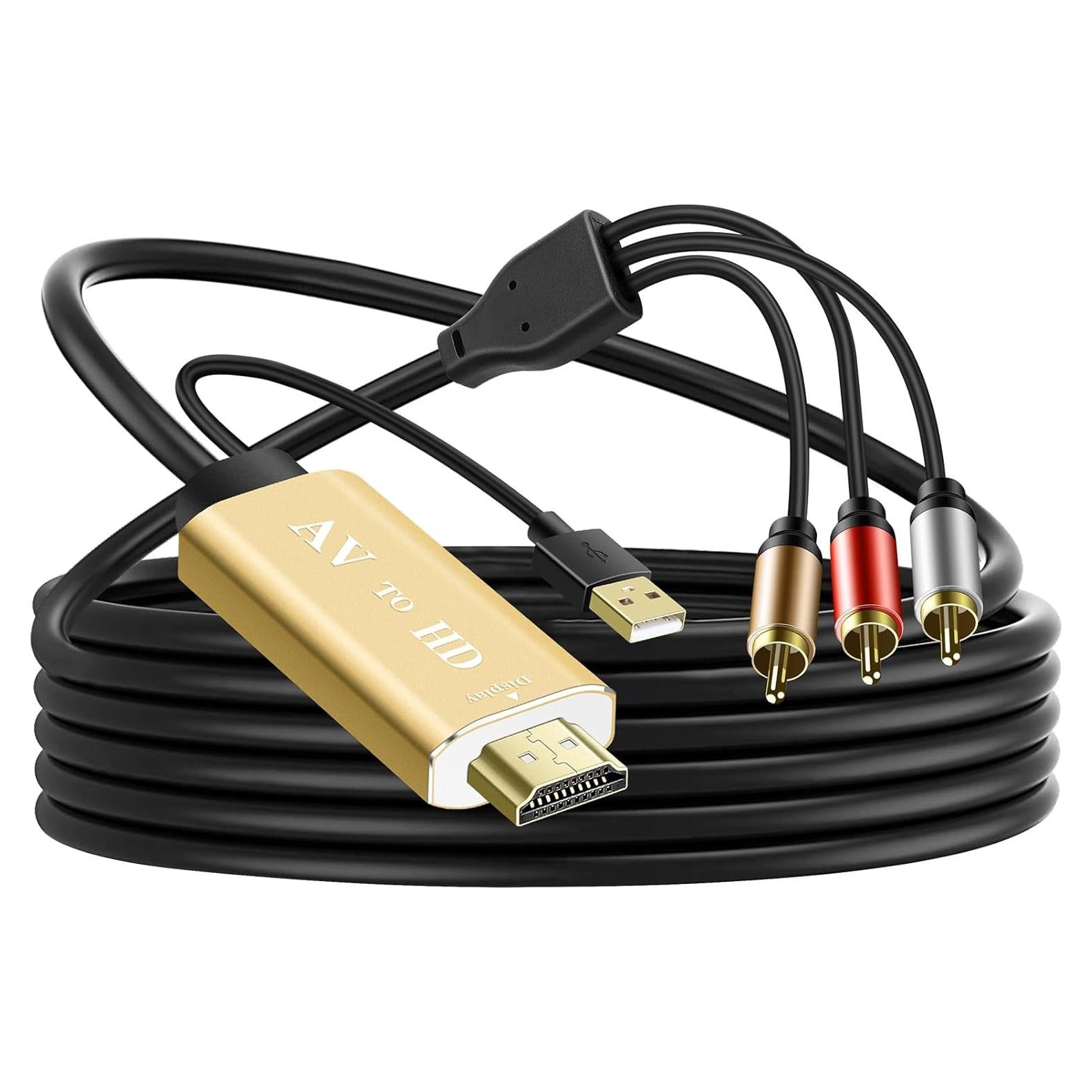Convertidor RCA a HDMI Pasow 1080P - Adaptador AV Oro